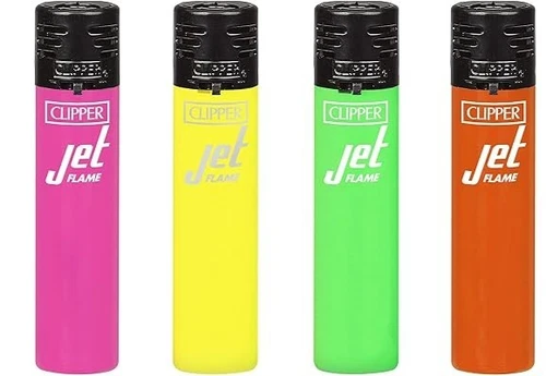 clipper Jet flame set of 4 WINDPROOF Adjustable flame solid bright colours - Picture 1 of 4