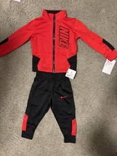 Boy's Nike 2-piece set Sweat pants  Long sleeve jacket NEW red  black 2T