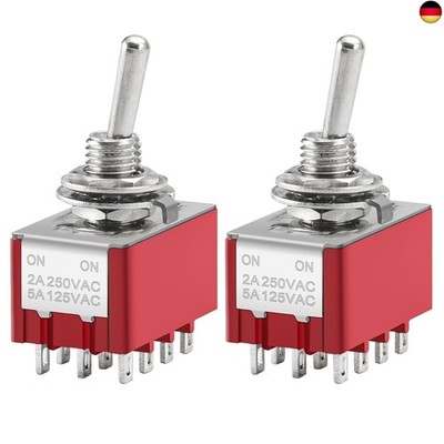 Miniatur-Kippschalter MTS-402 ON-ON 4PDT 12-polig, 2A 250V, 5A 120V, 2 Stück