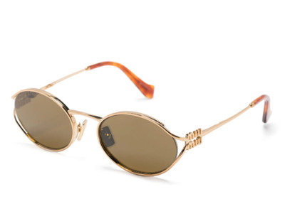 New Authentic Miu Miu MU 52YS 70E01T Gold & Dark Brown Designer Sunglasses