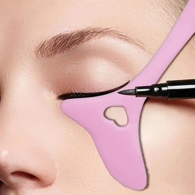 Effortless Winged Eyeliner Stencil Kit - Precision Silicone Tips for Cat Eye, Br