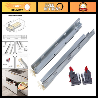 10 Pairs Soft Close 21'' Under Mount Drawer Slides, Full Extension Glides, Lockin