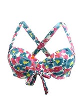 Calvin Klein Women's Printed Ruched Convertible-Straps L, Cypress Shimmer