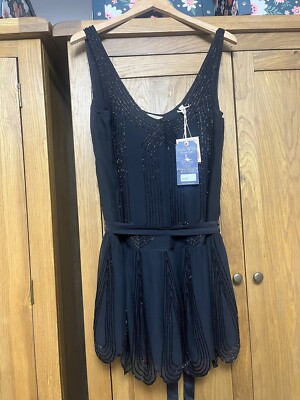 Jack Wills Black Beaded Dress 12 NEW UK