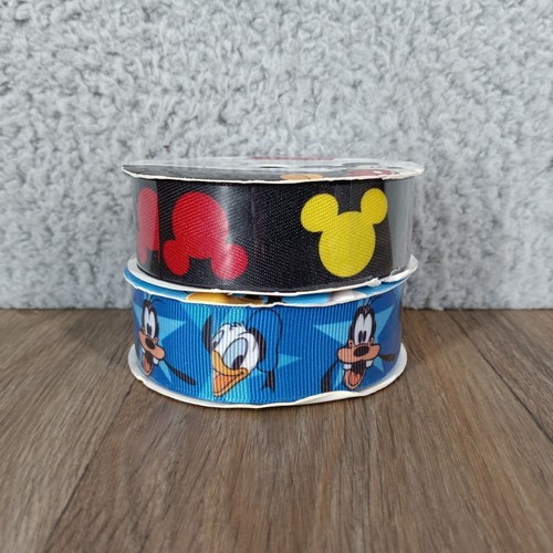 Lot of 2 Disney Mickey Mouse Donald Duck Goofy Craft Ribbon 1" Polyester 3 yards - Picture 2 of 8