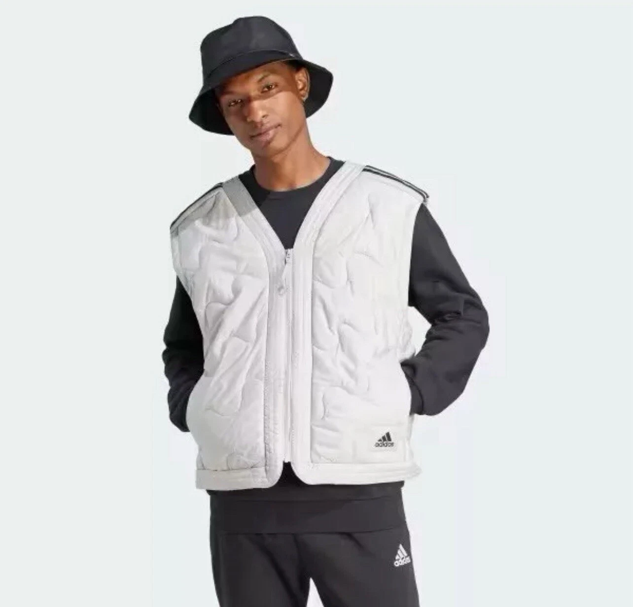 NWT Adidas Nuganic Light Insulation Jacket Vest Gray Black Oversized SMALL