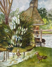 Watercolor Painting Landscape Artist JOAN PERRY Vintage Original Art 16”Wx20”H