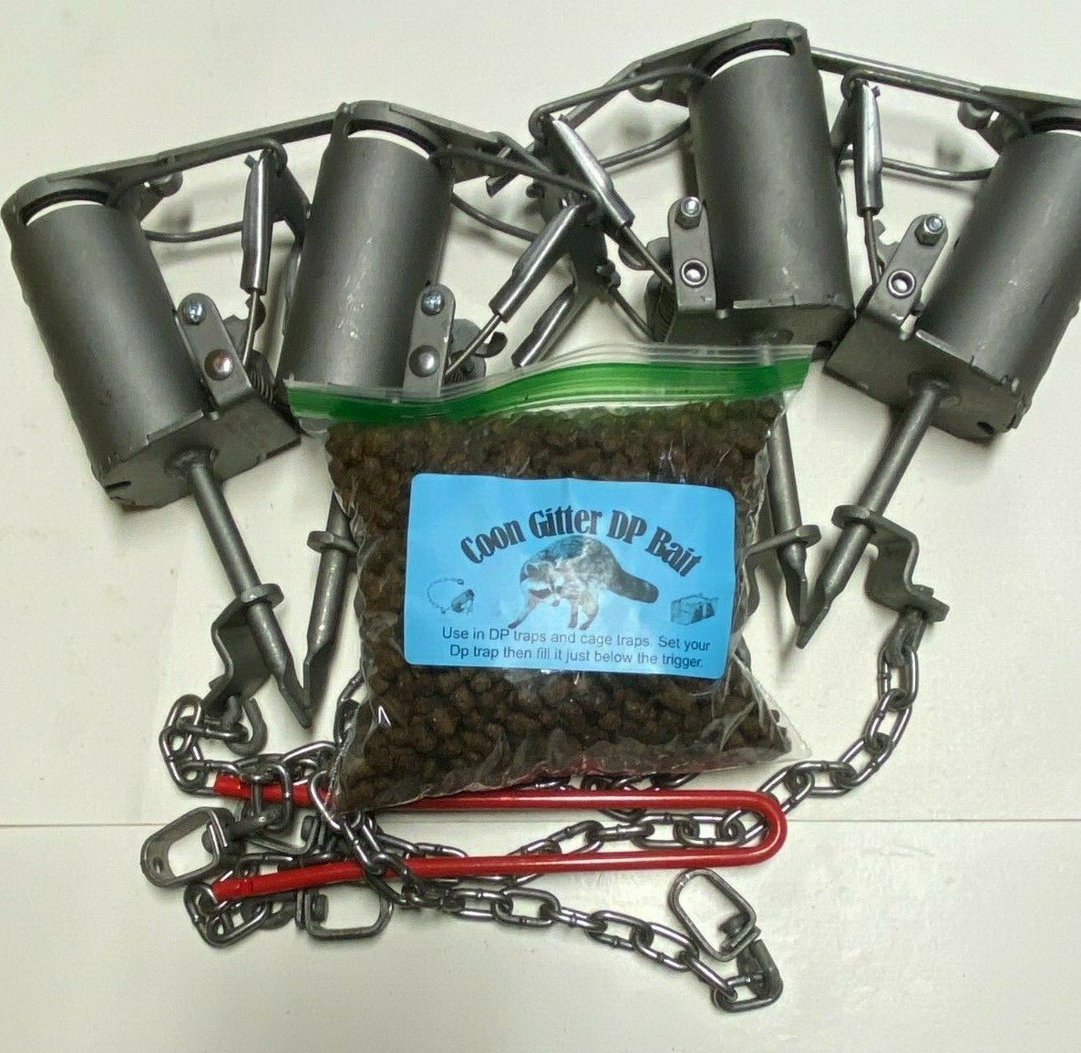 4 Bridger Dog Proof traps 1 DP setter +1 coon gitter Bait NEW SALE