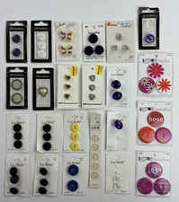 23 Button Card Lot La Mode JHB Sierra Dill Buttons Assorted Styles 3 Partials