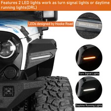 8.7 Wide Flat Front Fender Flares Wled Light For 2007-2018 Jeep Wrangler Jk 8.7 Wide Flat Front Fender Flares Wled Light For 2007-2018 Jeep Wrangler Jk