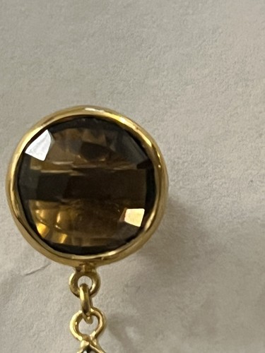 30.00CTW smoky quartz 14k yellow gold over sterling silver earrings JTV NIB - Picture 9 of 13