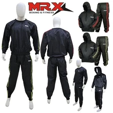 Mens Sauna Sweat Suit Heavy Duty Track Weight loss Slimming Boxing Gym Tracksuit