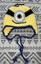 Despicable Me Minion Yellow Hand Knit Crochet Winter Hat Vest Infant