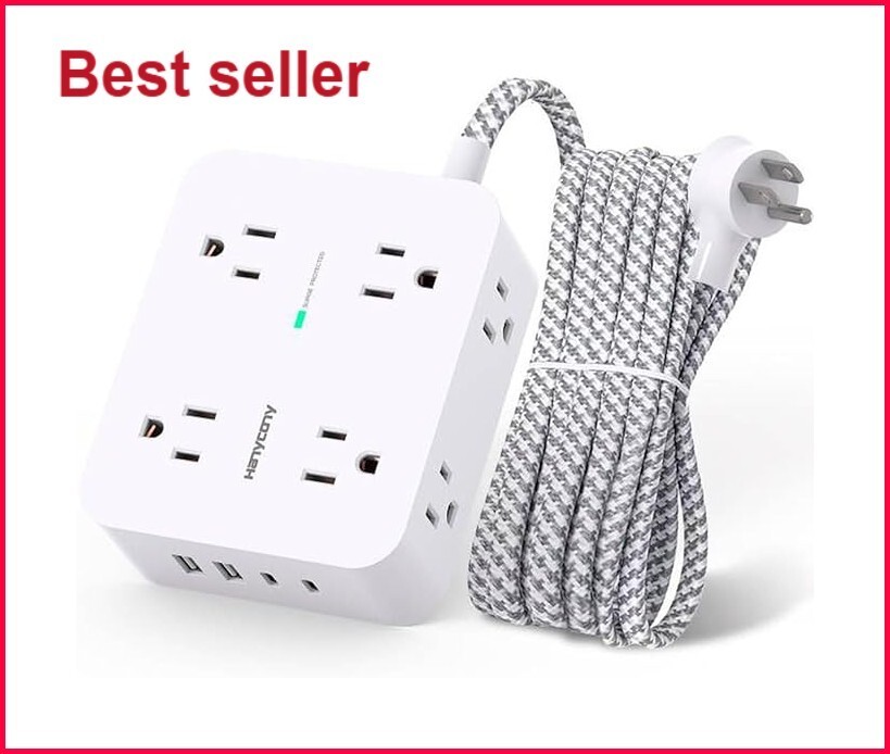 Surge Protector Power Strip - 8 Outlets with 4 USB (2 USB C) Charging Ports, Mul-image