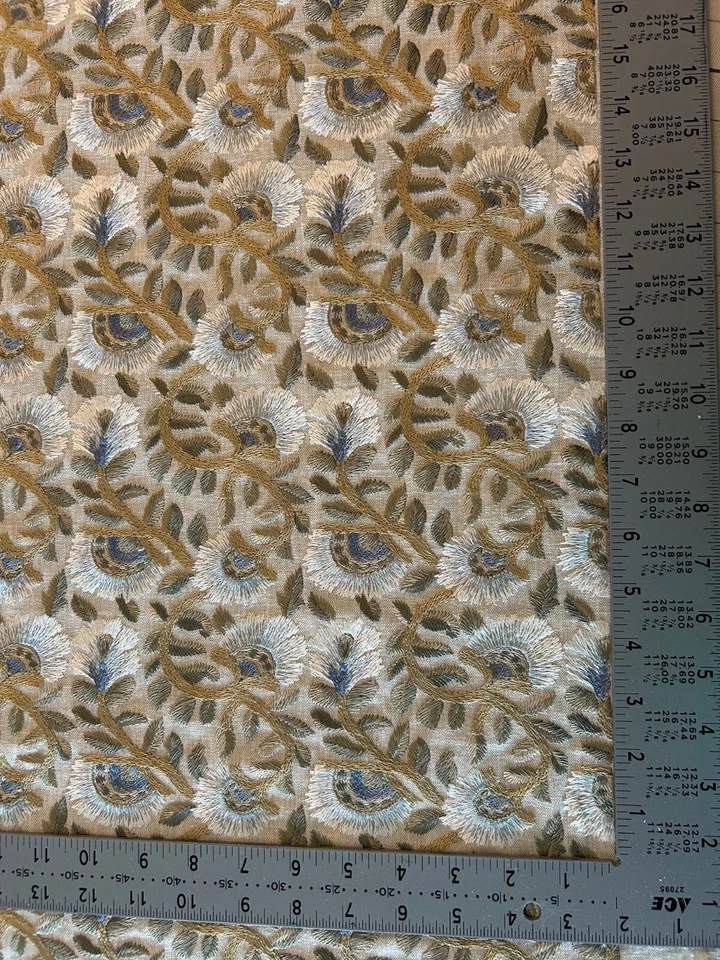 William Morris & Co Wardle Embroidery Fabric Wholesale Pricing Color: Bayleaf - Image 2 of 3