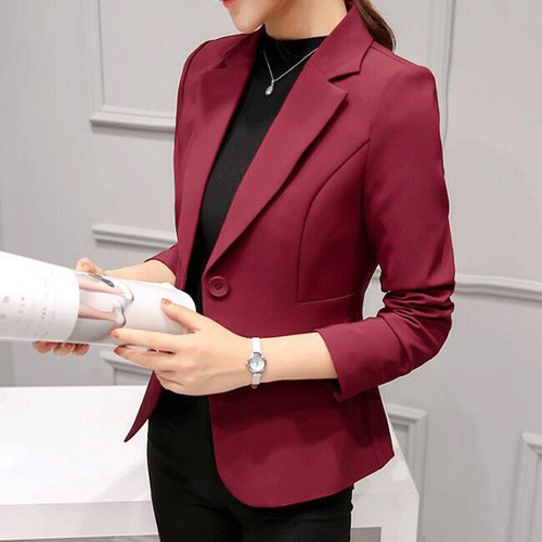 Para mujeres Mangas Largas Blazer Chaquetas Abrigo Ajustada Oficina Traje  Blazer Chaqueta De Las Señoras | eBay
