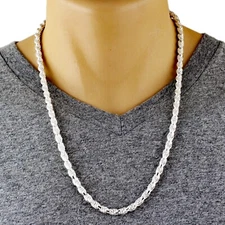 925 Sterling Silver Rope Chain Thick 5.5mm-Solid, Not Hollow-Guaranteed Genuine