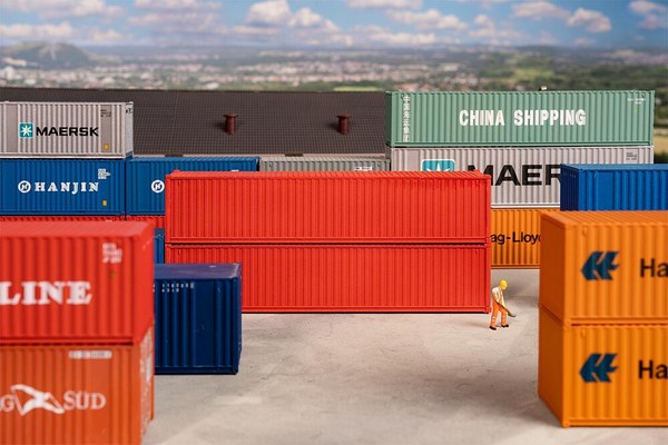 Faller 182154 40' Container, Red, Set Of 2 1:87 H0 Gauge # New In Ovp #-image