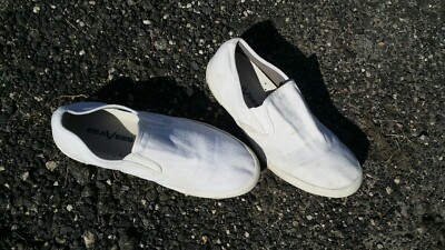 White Linen Seavees Baja Slip On Men US Boat Deck Shoes