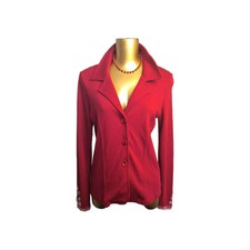Heine Size 14 Jacket Coat Red Embellished Sleeves Designer Smart Casual Buttons