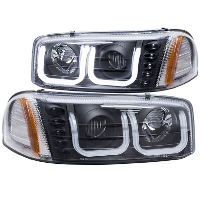 ANZO Projector Headlights w/ U-Bar Black for Gmc Sierra 1500 | 111303
