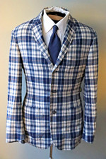 MAD MEN Vtg Polo Ralph Lauren Cotton Tartan Plaid Sport Coat Blazer Patch Pocket