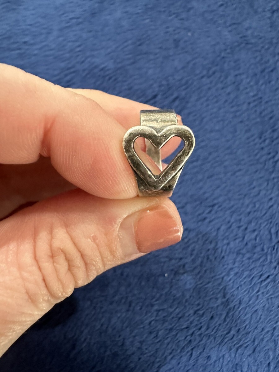 Sterling Silver Handmade Wide Band Heart Ring, Size 5 | eBay display picture 1