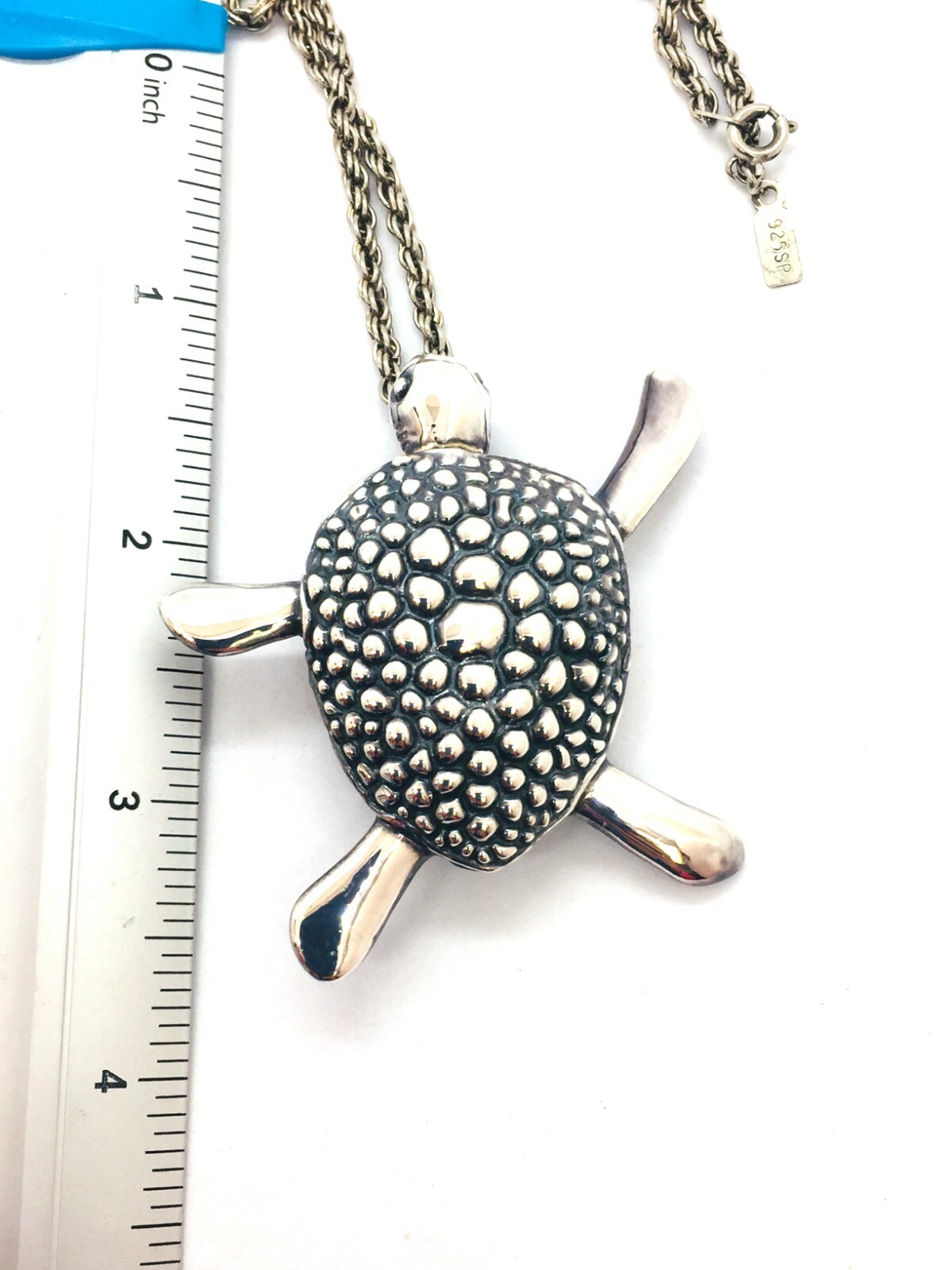 Solid 925 Sterling Silver Electroformed Turtle Pe… - image 2
