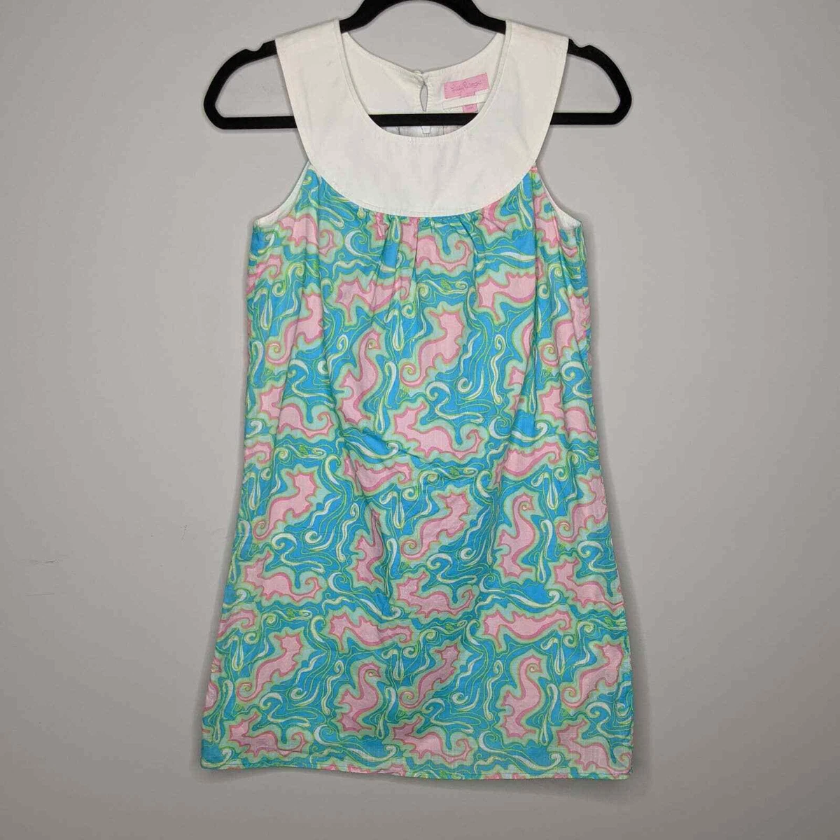LILLY PULITZER Women s Adrianna Blue Pink Seahorse Halter