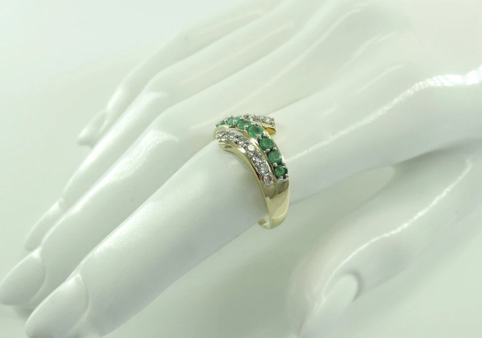 Vintage Damen Ring 585er 14 Karat Gelbgold mit Smaragd&Diamanten(62 (19,7 mm Ø)* - Bild 2 von 4