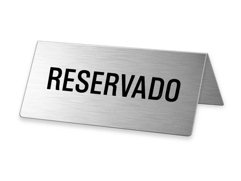 Tischschild Reservado Aufsteller Tischaufsteller Edelstahl 85x40 mm - Bild 1 von 1