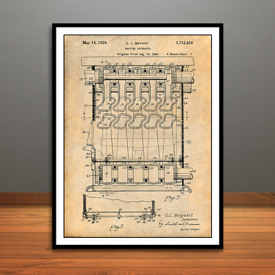 1924 Bryant Heating Apparatus Patent Print Art Drawing Poster