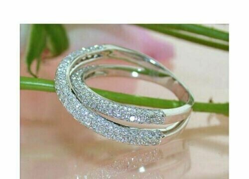 2Ct Round Cut Lab Created Diamond Band Women's Ring 14k White Gold Plated - Bild 2 von 7