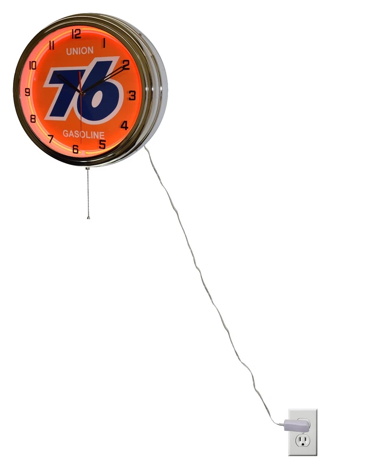 16" Union 76 Gas Oil Neon Clock Man Cave Garage Gas Station Decor (Orange) - Image 3 of 4