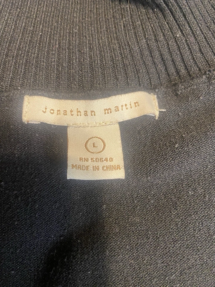 Vintage Jonathan Martin Sweater Dress Medium Black Lambs Wool Angora Long Sleeve Foto 3 de 4