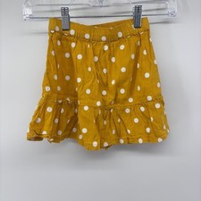 Girls Skirt Yellow Polka Dot Ruffle Hem Elastic Waist Casual Cute