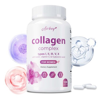 Complex Collagen Peptide Capsules (Types I, II, III, V, X) , 120 Capsules