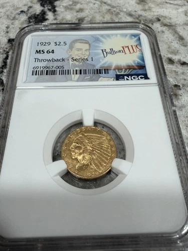 1929 GOLD 2.5 Dollar  Indian Head MS64 🔥 🔥