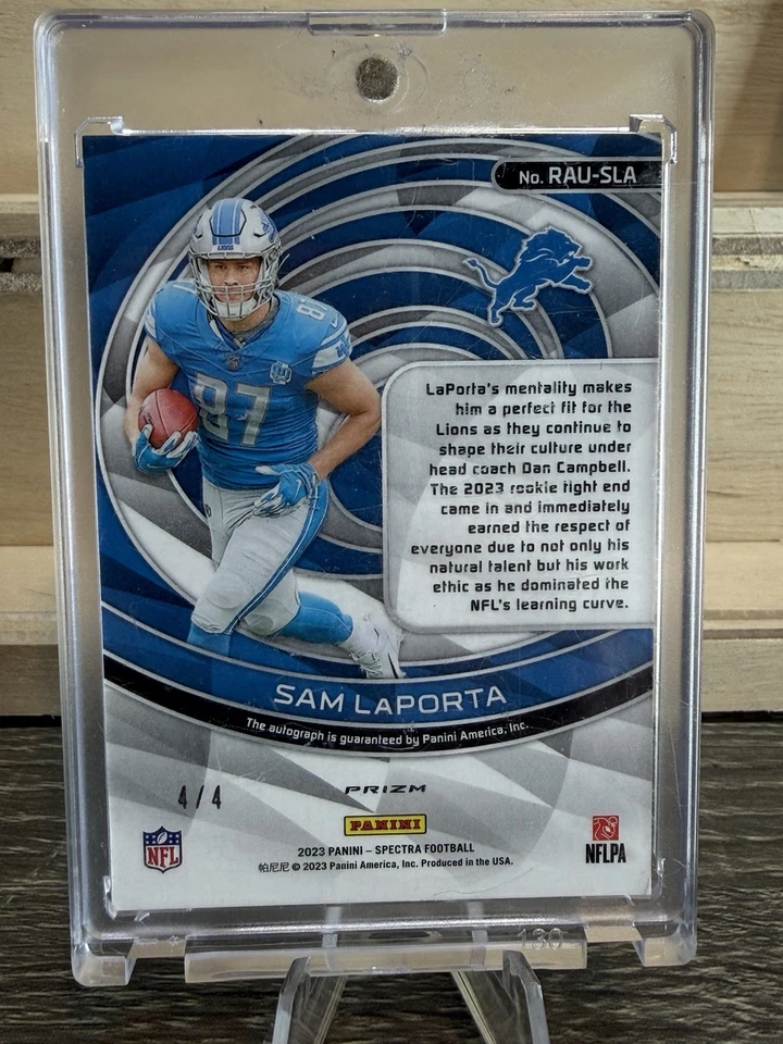 2023 Panini Spectra - Rookie Autographs Sam LaPorta /4 COLOR MATCH #RAU-SLA 4/4 - Image 2 of 2