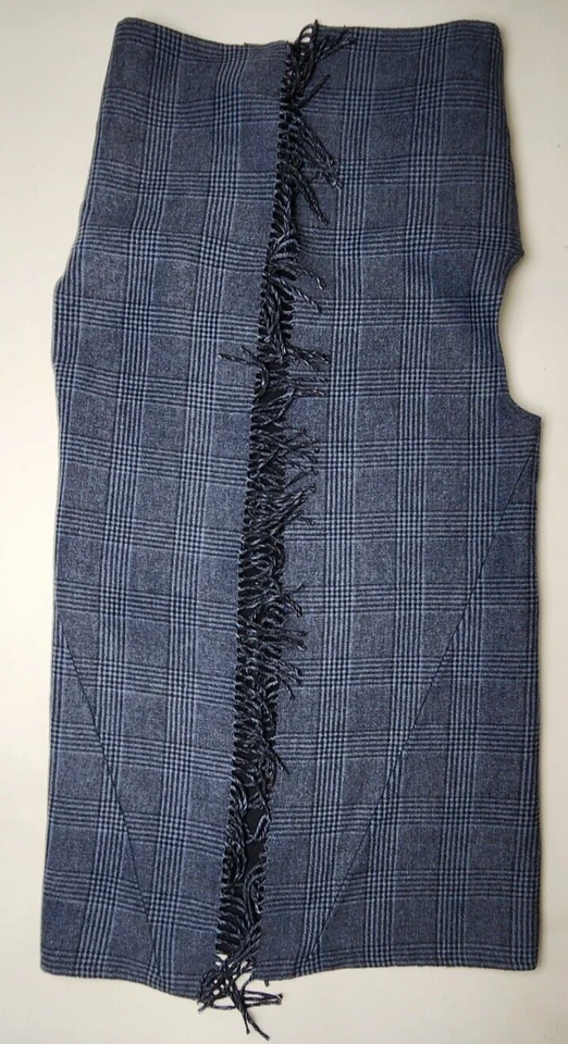 Talbots Vest Jacket Blue Plaid Wrap Women's XS/S Draped Open Front Wool Blend - Image 4 of 4