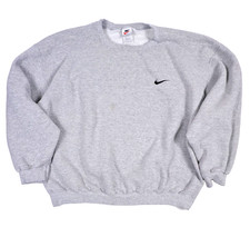 Vintage 90s Nike Crewneck Sweatshirt Large Men Gray Pullover Oversize USA Swoosh