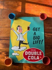 Vintage Retro Original Double Cola Advertising Sign Poster ~ Male