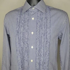 Paul Smith Button Down Long Sleeve French Cuff Ruffled Shirt Size Small