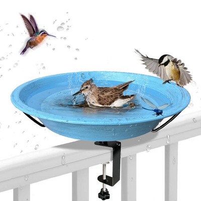 Bird Bath Deck Mounted Bowl 11.5 Inch Metal BirdBaths with Adjustable Sturdy Met