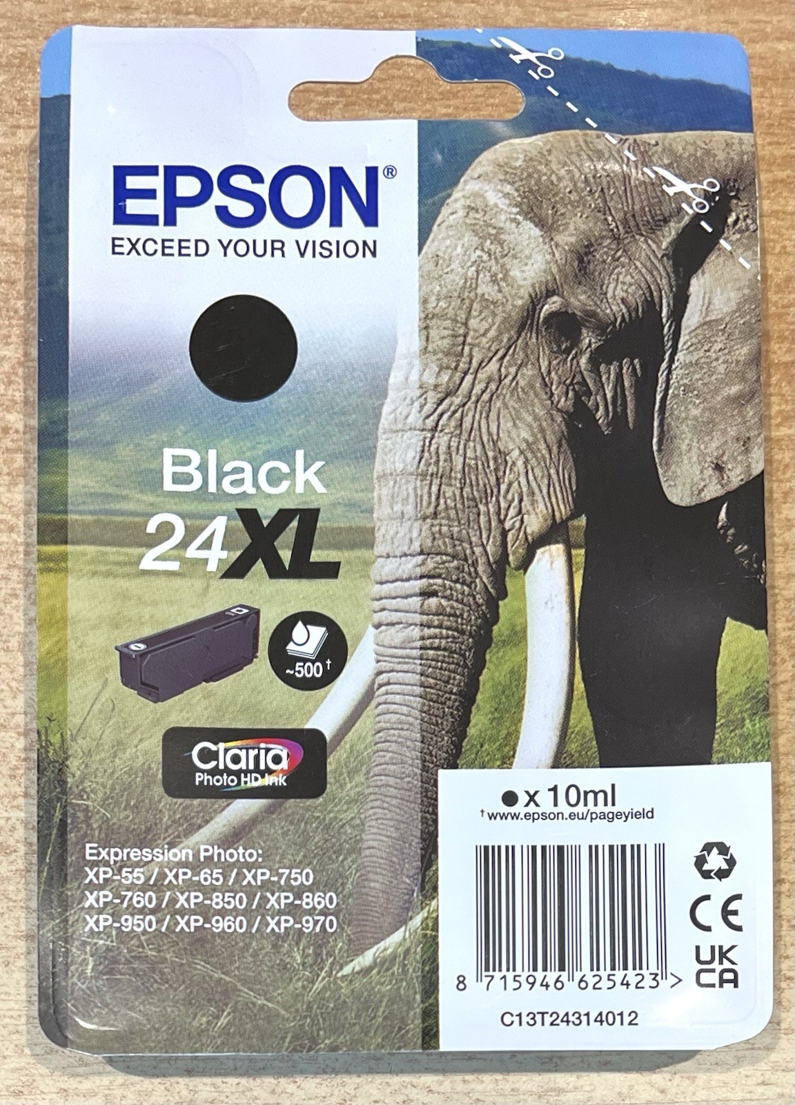 GENUINE EPSON 24XL Black cartridge T2431 ORIGINAL ELEPHANT ink Boxed, dated 2027