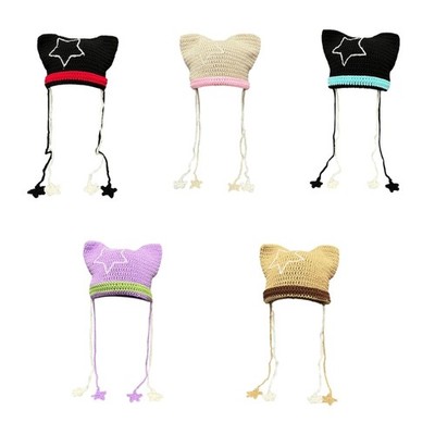 Cat Ear Hat Women Autumn And Winter Knitted Cap 2000s Girls Picture Props