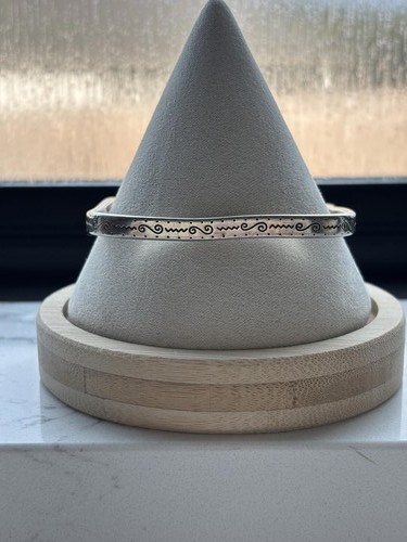 Silver Tone Engraved Bangle Bracelet