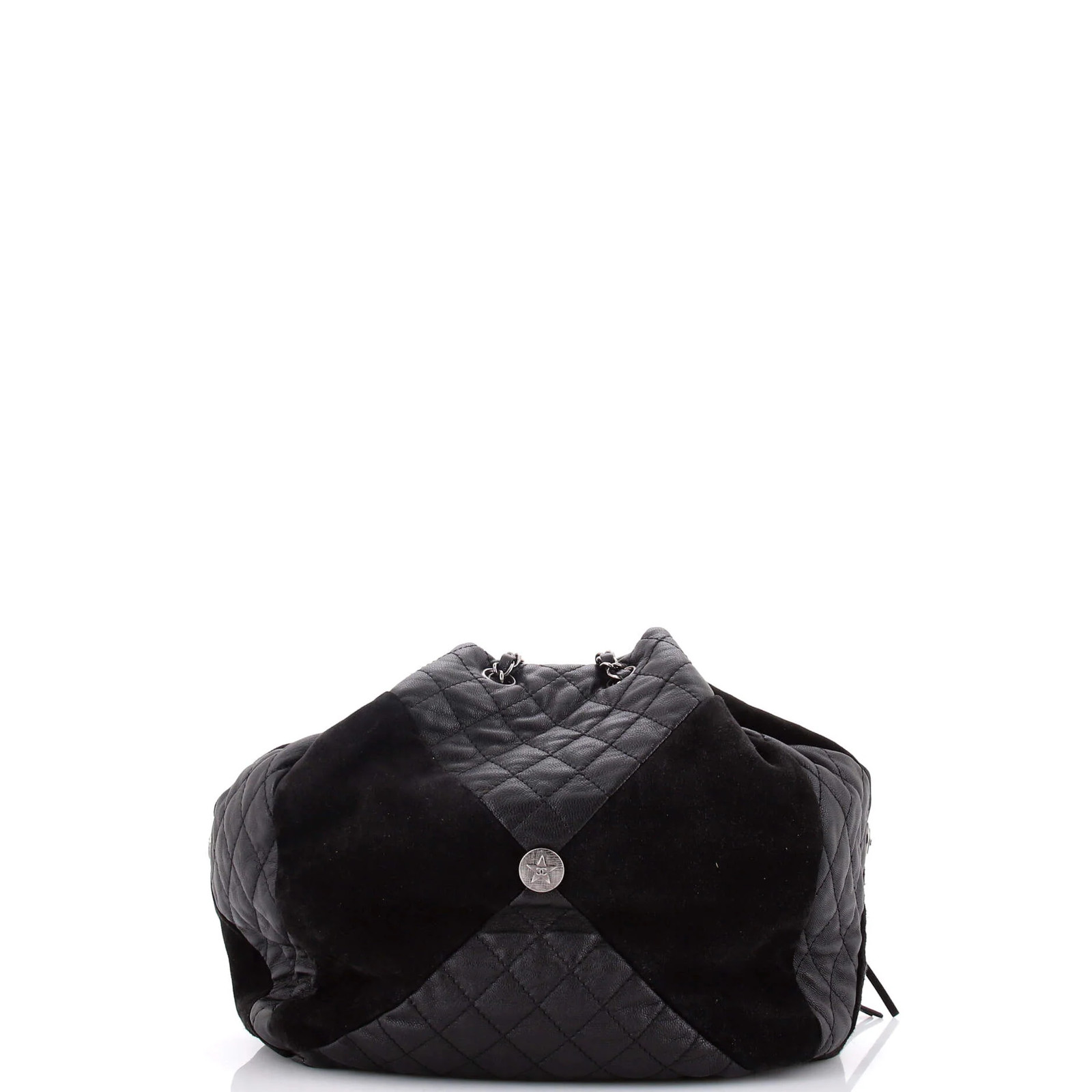 Chanel Patchwork Drawstring Bag Leather and Suede… - image 3