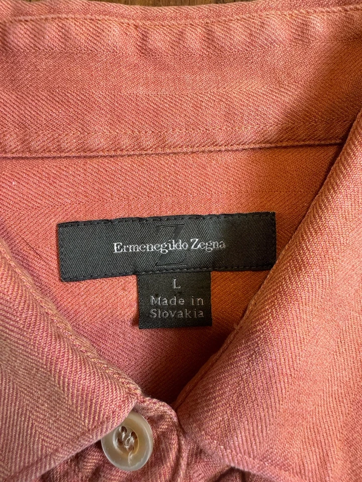 Ermenegildo Zegna Hombre Grande Naranja Espiga Manga Larga Abotonada Foto 4 de 4