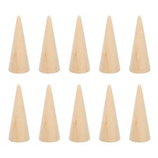 Wood Cone Ring Holder, 10 Pcs Finger Jewelry Display Stand, Black 80x30mm